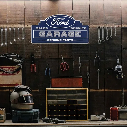 Vista 53 de Ford Logo Evolution - Letrero de metal vertical en relieve – Letrero vintage de Ford para garaje o cueva de hombre