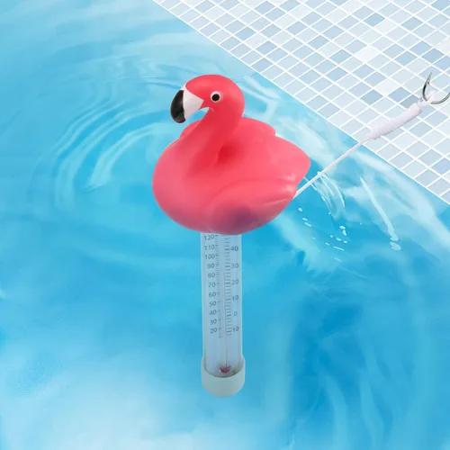 Vista 5 de Paquete de 2 termómetros flotantes para piscina, diseño de flamenco y tortuga, tamaño grande, lecturas fáciles y precisas para temperatura del agua