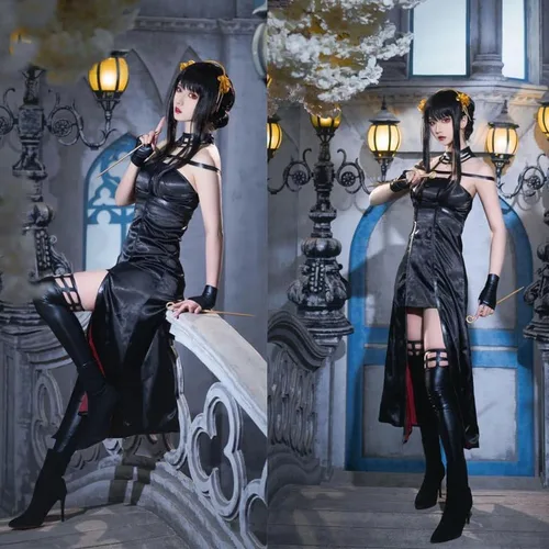 Vista 6 de NQIQIN Yor Forger Cosplay Costume Outfit Forger Cosplay Dress Full Set Spy Family Cosplay Halloween Costume for Women