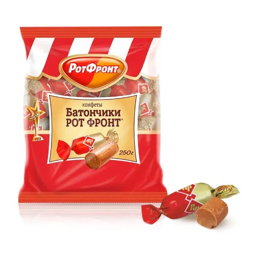 Vista 3 de Krasnyi Oktyabr Batonchik Rot Front Original 250g/8.8oz Barras de caramelo rusas gourmet importadas por UNICONF