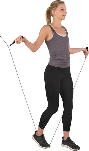 Vista 6 de Sunny Health & Fitness Cuerda de saltar de ejercicio para fitness, cuerda de saltar ligera y portátil con asas duraderas y cuerda de ejercicio