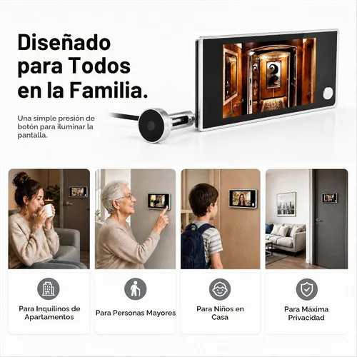 Vista 3 de Visor de Mirilla para Puerta Digital con Cámara de Ojo de Puerta 3.5 Pulgadas LCD HD Pantalla de 120 Grados de Ángulo Amplio para Sistema