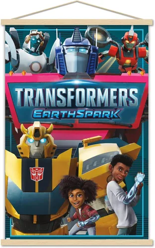 Vista 18 de Trends International Transformers: Earthspark - Póster de pared de grupo, 14.725 x 22.375 pulgadas, versión enmarcada de madera de granero