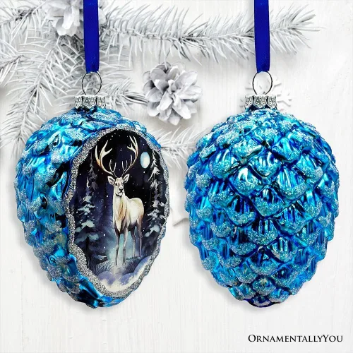Vista 5 de Ártico Animal Ilustración Piña Vidrio Decoración Navidad Set