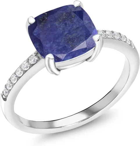 Vista 57 de Gem Stone King Anillo de compromiso de plata de ley 925 con piedra preciosa de corte cojín de 0.315 in Anillo de compromiso de aniversario de boda