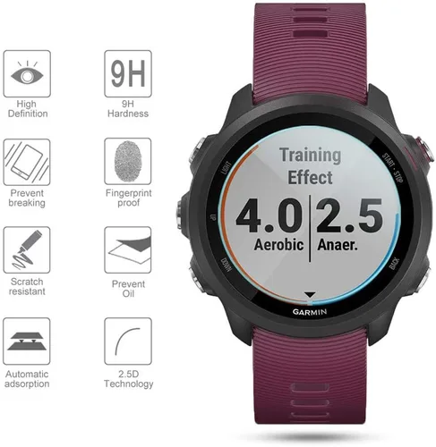 Vista 5 de Diruite Paquete de 3 protectores de pantalla de vidrio templado para Garmin Forerunner 245/245, dureza 2.5D 9H [antiarañazos]