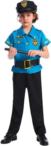 Vista 4 de Dsplay Disfraz de oficial de policía para niños, trajes de policía de Halloween