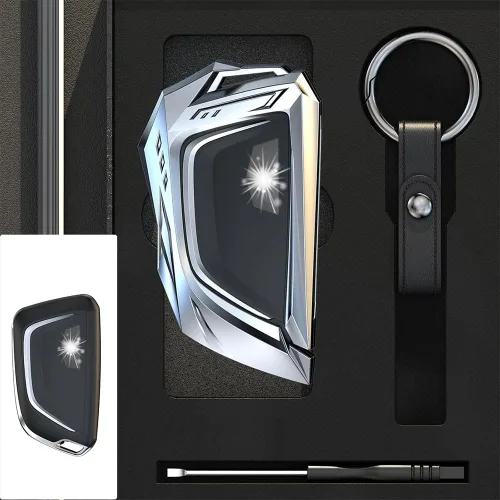 Vista 3 de Funda protectora de metal de aleación de zinc para Cadillac Escalade CT4 CT5 2020-2022 3/4/5/6 botones