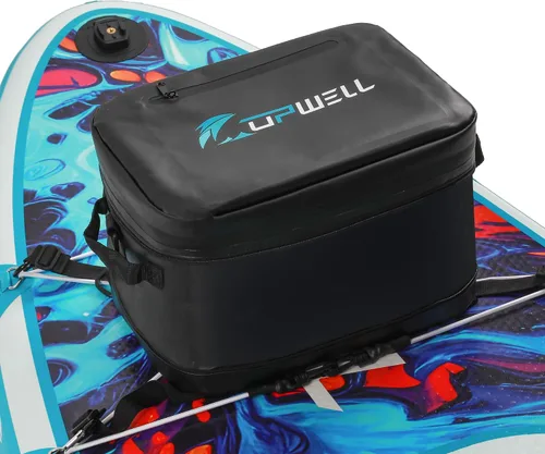 Vista 9 de UPWELL Accesorios para tabla de remo, bolsa enfriadora impermeable de SUP con cremallera de TPU, bolsa seca de PVC, 30 latas, bolsa enfriadora