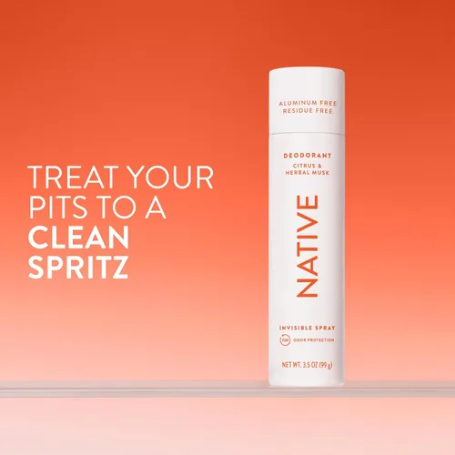 Vista 2 de Native Desodorante y spray corporal, almizcle cítrico y de hierbas, protección contra olores de 72 horas para axilas y cuerpo, sin aluminio, secado