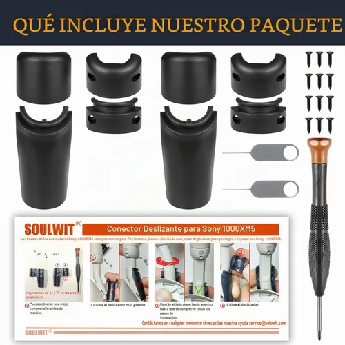 Vista 9 de SOULWIT Bisagra para Sony WH-1000XM5 - Negro