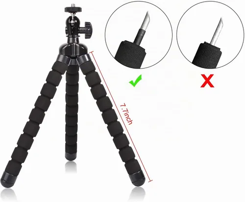 Vista 4 de Ruittos - Mini trípode para teléfono, flexible, de alta calidad, compatible con iPhone Samsung Go Pro, cámara digital pequeña, color negro