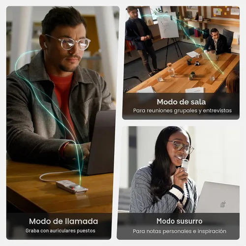 Vista 4 de HiDock Grabadora de voz P1 AI: Grabadora de voz inteligente Trabaja con auriculares Bluetooth, dispositivo de grabación digital portátil BlueCatch