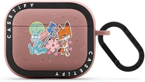 Vista 75 de CASETiFY AirPods Pro (1ª/2ª Gen) Estuche Bounce con Anillo [Colaboración Frozen] - Copo de Nieve de Anna - Taupe Mate