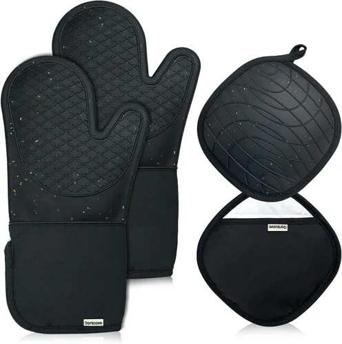 Vista 9 de Guantes de horno lindos, manoplas de cocina, guantes de horno para la cocina, guantes de horno para la cocina, guantes de horno de silicona lavables