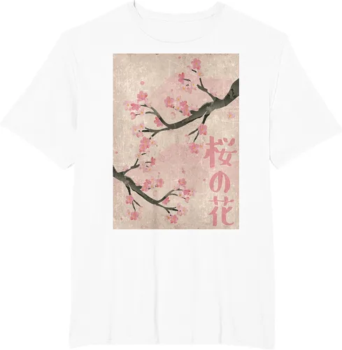 Vista 89 de Cherry Blossom Japanese Vintage Woodblock Japan Pink Sakura T-Shirt Asphalt Grey