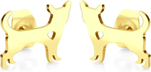 Vista 11 de 555Jewelry Aretes pequeños de acero inoxidable para mujer, hipoalergénicos en miniatura, para perros Negro