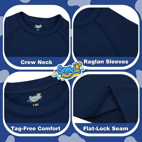 Vista 4 de Semois Camiseta de Protección Solar para Niños de Manga Corta Traje de Baño Niños Pequeños Niños Jóvenes Rashguard Camiseta de Agua UPF+ 50 Camiseta