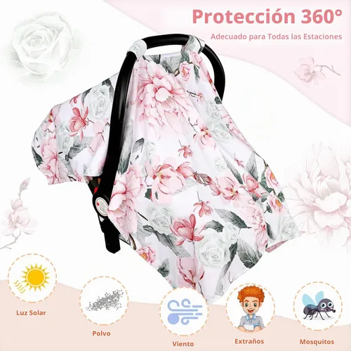 Vista 7 de Funda de Asiento de Automóvil para Bebé, Funda Transpirable para Asiento de Automóvil Infantil para Verano con Apertura Peekaboo, Cubierta de Toldo