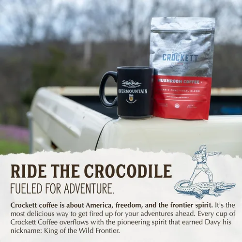 Vista 6 de Crockett Coffee Café orgánico de hongos con aceite MCT, mezcla funcional rica en antioxidantes de 7 hongos orgánicos para un enfoque claro, salud