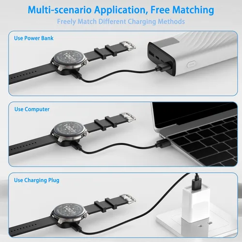 Vista 7 de Cargador USB C Dock para Amazfit T-Rex 3/Balance 2/Helio Strap/Active 3, Base de carga USB-C portátil