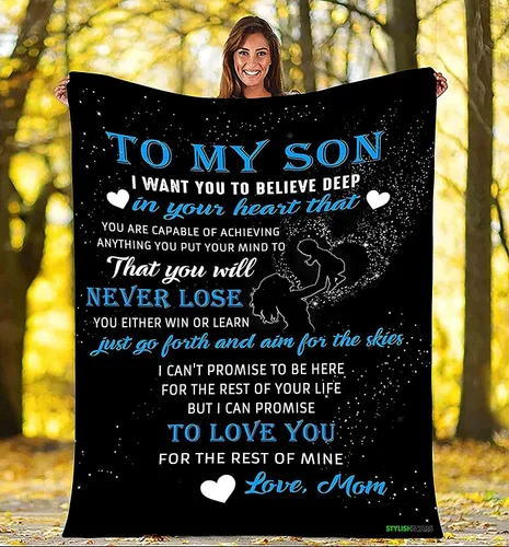 Vista 8 de To My Son Believe Deep in Your Heart, manta de forro polar, regalo para hijo de parte de mamá, día del niño, regalos de cumpleaños para hijo. Manta