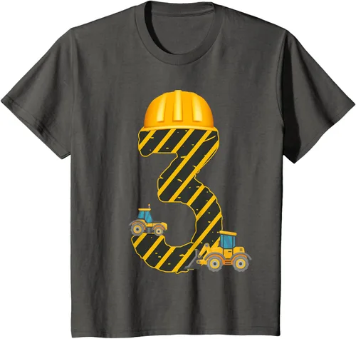 Vista 8 de Camiseta excavadora para niños de 3 años de edad, diseño de excavadora, Negro