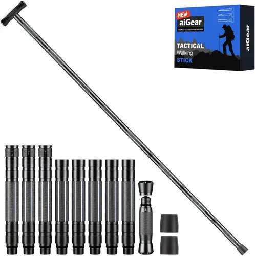 Vista 16 de aiGear G3 Tactical Stick Walking Staff, Upgraded More Durable Adjustable Hiking Staff Essential Camping Gear for Hiking Trekking Adventures 5-8
