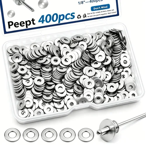 Vista 11 de 400 piezas de arandelas de remache pop de 1/8 pulg. negras para remaches pop de diámetro 1/8" de acero inoxidable 304, arandelas de remache pop