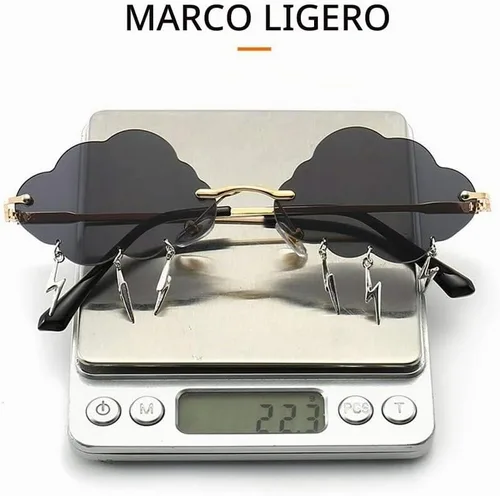 Vista 6 de ENTHYI Cloud Lightning - Lentes de sol para mujeres/hombres, sin marco, para fiesta, sin montura Negro
