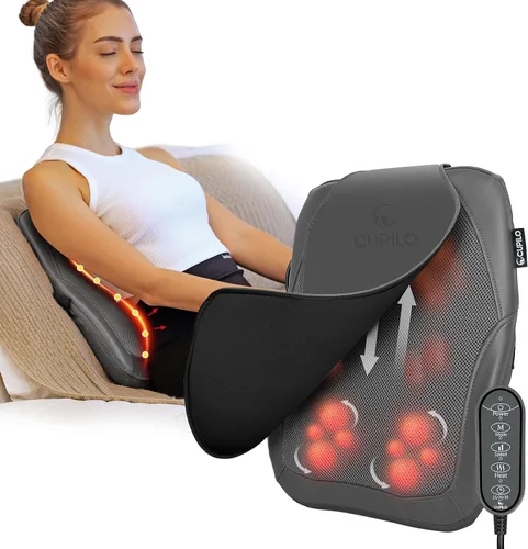 Vista 8 de CuPiLo Masajeador de espalda Shiatsu inalámbrico con calor para aliviar el Negro