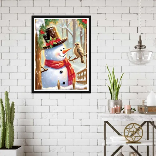 Vista 3 de Wergund - Kits de arte de diamantes de imitación, muñeco de nieve de Navidad, kits de pintura de diamantes para adultos y niños, bordado