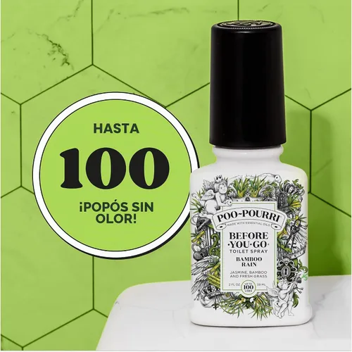 Vista 7 de Poo-Pourri Before-You-Go - Aerosol para inodoro, Bamboo Rain, 2 onzas líquidas, hasta 100 usos, desodorante para baño con aceites esenciales