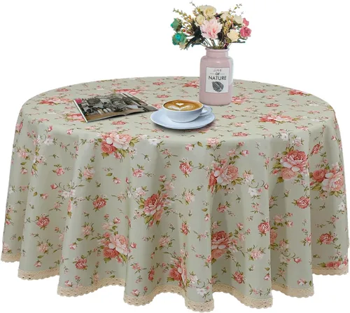 Vista 38 de Mantel cuadrado con estampado floral de 38 x 38 pulgadas, resistente a las manchas e impermeable, para cocina, comedor, interior y exterior