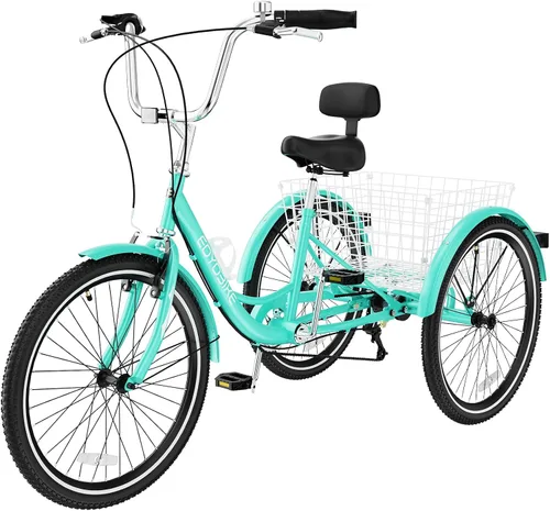 Vista 13 de MOPHOTO Triciclos para adultos, tres ruedas, bicicleta de crucero de 7 velocidades, triciclos para adultos de 20/24/26 pulgadas, ruedas bajas