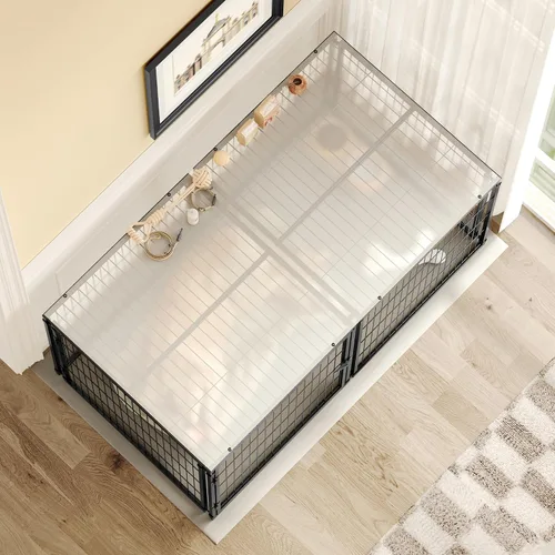 Vista 5 de Rophefx Jaula grande para perros, jaulas de metal de 63.7 pulgadas, perreras para perros grandes y medianos, jaula extra grande para interiores