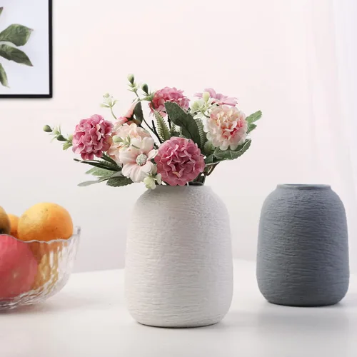 Vista 9 de Jarrones de cerámica gris, jarrones modernos texturizados, jarrones de decoración del hogar, también se pueden utilizar como la mejor decoración Zj