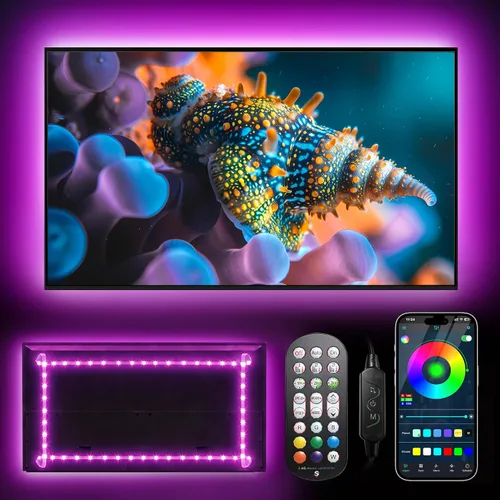 Vista 10 de Daymeet - Luces LED para TV, retroiluminación LED de 13.1 pies para TV de 40-65 pulgadas, tira de luz LED USB RGB, luces con cambio