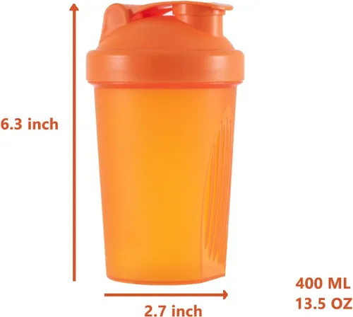 Vista 2 de ANNAKIKI Shaker Bottle - Batido de proteínas y botella agitadora de 13.5 onzas / 13.5 fl oz con bolas batidoras, plástico sin BPA