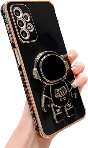 Vista 56 de phylla para Samsung Galaxy A12 Funda de Teléfono con Soporte Oculto de Astronauta Chapado en Oro de Lujo Lindo Astronauta Lateral Lindo