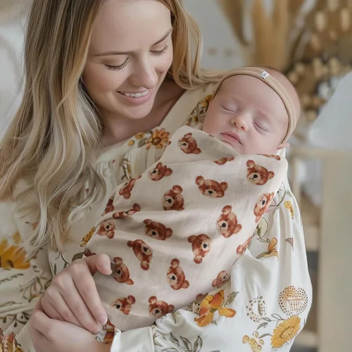 Vista 5 de LifeTree - Mantas de muselina para envolver al bebé, envoltorio de muselina para niños y niñas recién nacidos, manta de recepción, 70% viscosa