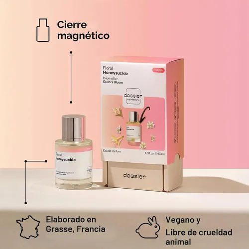 Vista 5 de Dossier - Floral Honeysuckle - Eau de Parfum - Inspirado en G.Bloom - Perfume de lujo - Puro infundido - Sin parabenos - Vegano - Para mujeres