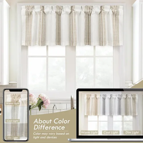 Vista 8 de DriftAway Chris Linen - Cenefa forrada de lino de 2 capas con aislamiento térmico para oscurecer la habitación, cenefa de ventana opaca con bolsillo