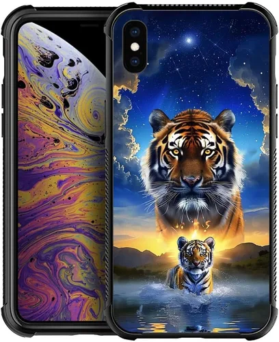 Vista 40 de CARLOCA Funda compatible con iPhone Xs, diseño gráfico a prueba de golpes, antiarañazos, protección contra caídas para iPhone X/XS Familia de jirafa