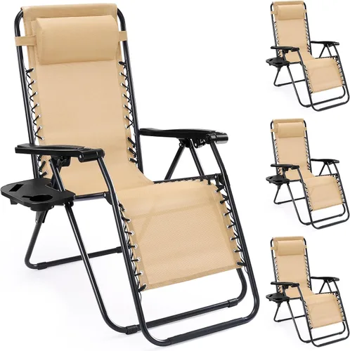 Vista 23 de NEWBULIG Juego de 2 sillas de gravedad cero, sillas reclinables plegables Negro