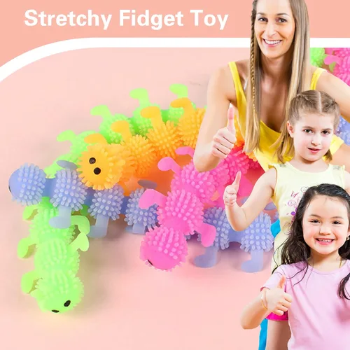 Vista 7 de Paquete de 12 juguetes elásticos para ansiedad, juguetes sensoriales de cuerda elástica, coloridas cuerdas elásticas para regalo del día del niño