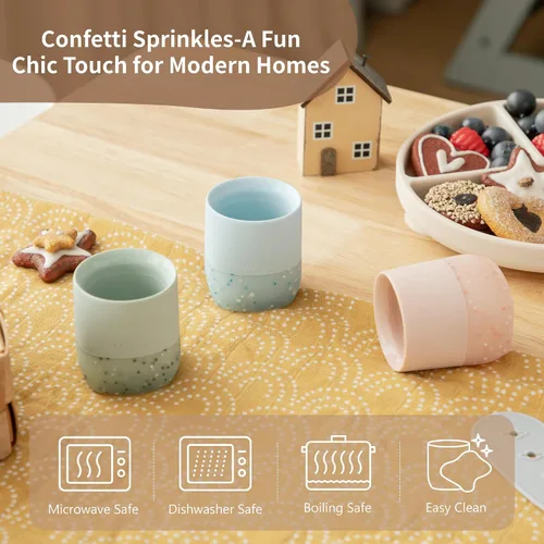 Vista 9 de Moonkie Vasos pequeños para bebés Taza abierta de silicona para bebés + taza para bebés Juego de tazas de entrenamiento para bebés de 4 meses