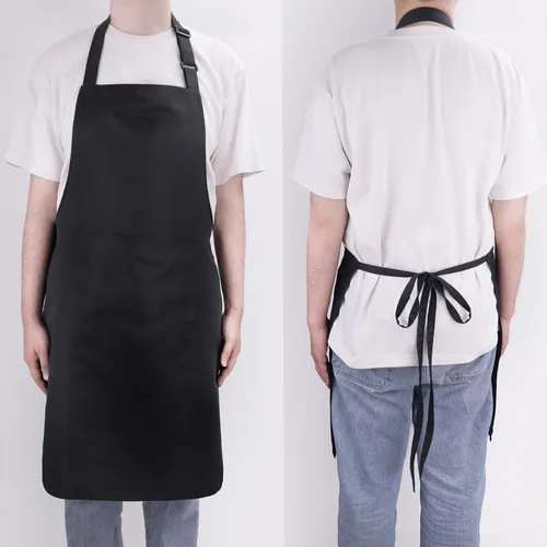 Vista 4 de Delantal de chef grande para hombres y mujeres, delantales de cocina con 2 bolsillos grandes, resistentes al agua y al aceite