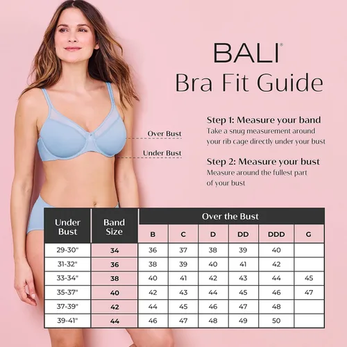 Vista 4 de Bali Women's N Smooth Stretch Lace Underwire Bra Df3432
