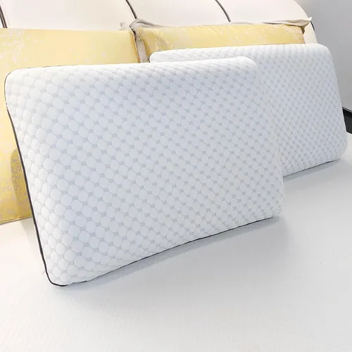 Vista 2 de Almohada de espuma viscoelástica, almohada de cama ventilada estándar con funda lavable, refrescante, ortopédica, soporte de cuello y hombros